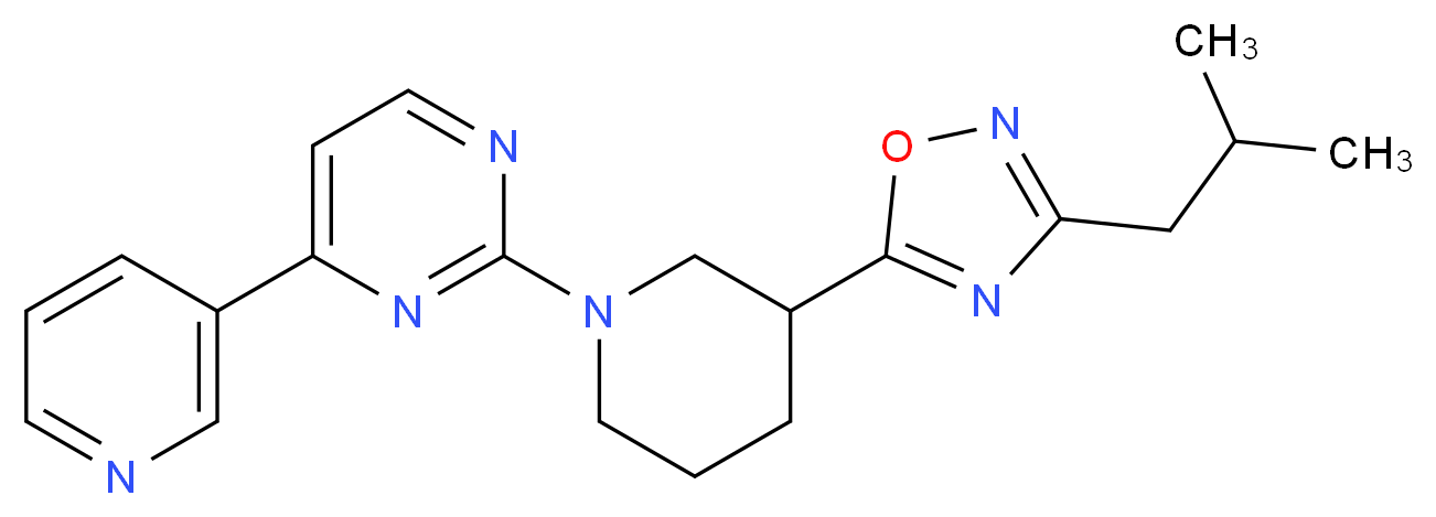 2-[3-(3-isobutyl-1,2,4-oxadiazol-5-yl)-1-piperidinyl]-4-(3-pyridinyl)pyrimidine_分子结构_CAS_)