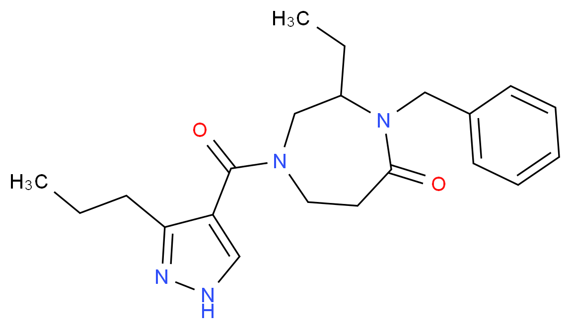 4-benzyl-3-ethyl-1-[(3-propyl-1H-pyrazol-4-yl)carbonyl]-1,4-diazepan-5-one_分子结构_CAS_)