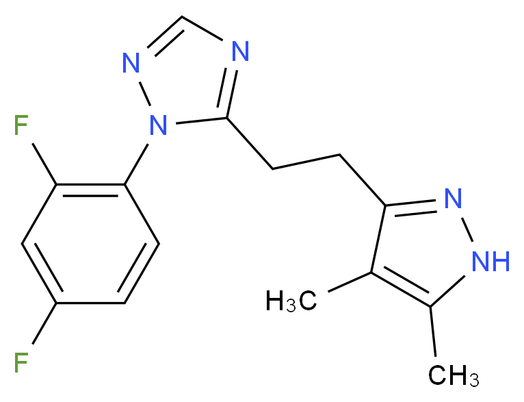 1-(2,4-difluorophenyl)-5-[2-(4,5-dimethyl-1H-pyrazol-3-yl)ethyl]-1H-1,2,4-triazole_分子结构_CAS_)