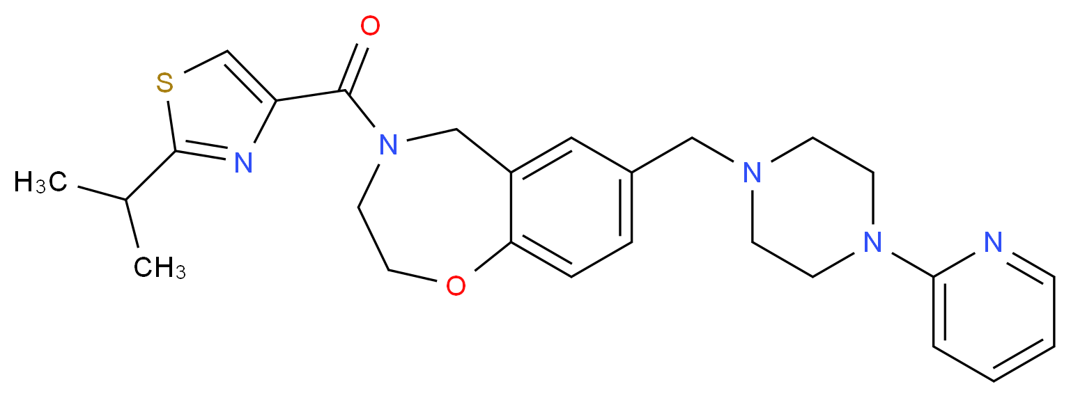 4-[(2-isopropyl-1,3-thiazol-4-yl)carbonyl]-7-{[4-(2-pyridinyl)-1-piperazinyl]methyl}-2,3,4,5-tetrahydro-1,4-benzoxazepine_分子结构_CAS_)