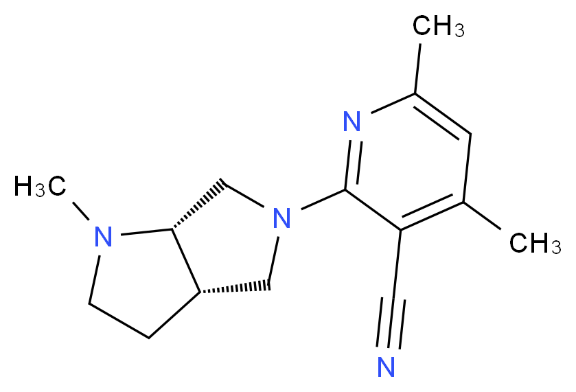 4,6-dimethyl-2-[(3aS,6aS)-1-methylhexahydropyrrolo[3,4-b]pyrrol-5(1H)-yl]nicotinonitrile_分子结构_CAS_)