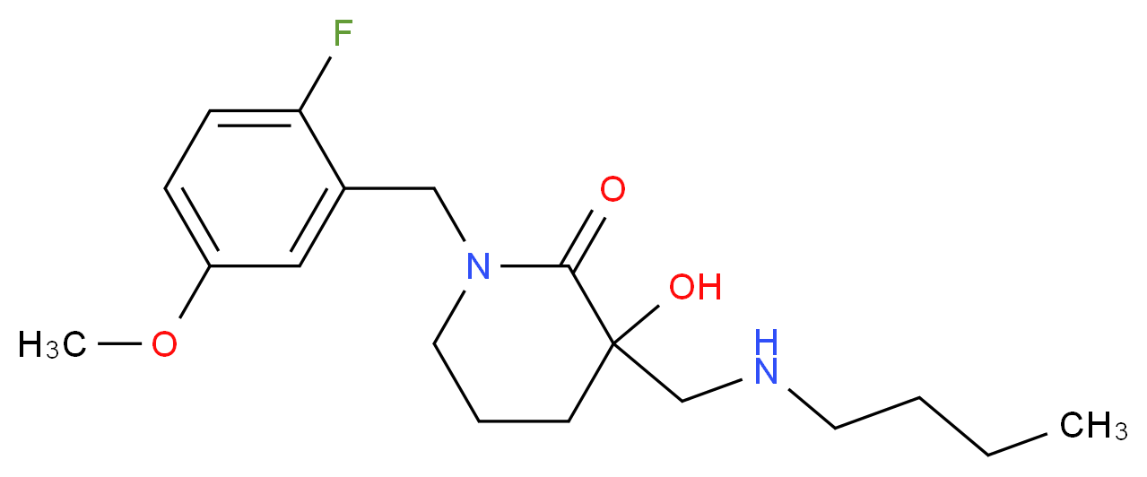 3-[(butylamino)methyl]-1-(2-fluoro-5-methoxybenzyl)-3-hydroxypiperidin-2-one_分子结构_CAS_)