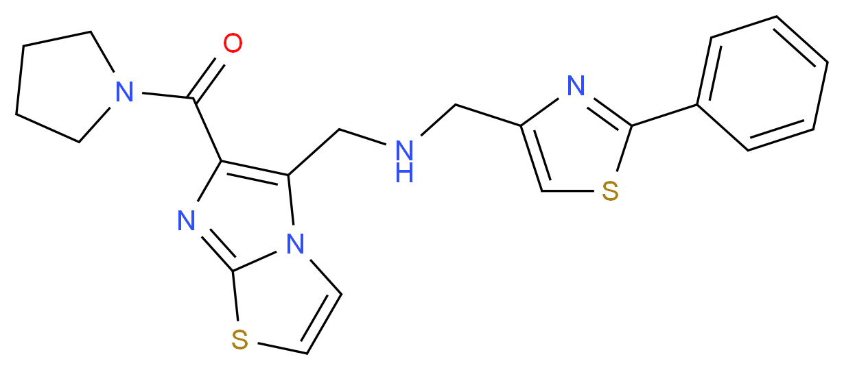 1-(2-phenyl-1,3-thiazol-4-yl)-N-{[6-(1-pyrrolidinylcarbonyl)imidazo[2,1-b][1,3]thiazol-5-yl]methyl}methanamine_分子结构_CAS_)