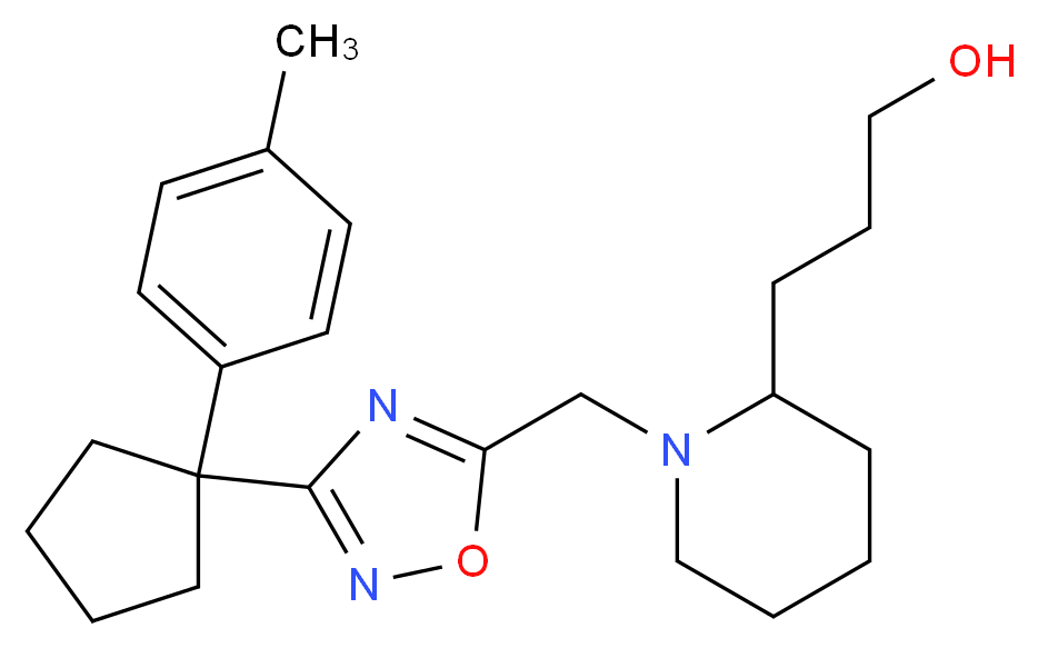 3-[1-({3-[1-(4-methylphenyl)cyclopentyl]-1,2,4-oxadiazol-5-yl}methyl)-2-piperidinyl]-1-propanol_分子结构_CAS_)