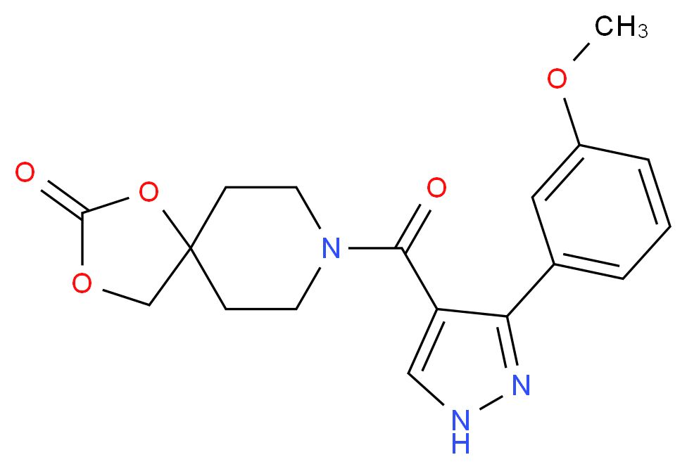 8-{[3-(3-methoxyphenyl)-1H-pyrazol-4-yl]carbonyl}-1,3-dioxa-8-azaspiro[4.5]decan-2-one_分子结构_CAS_)