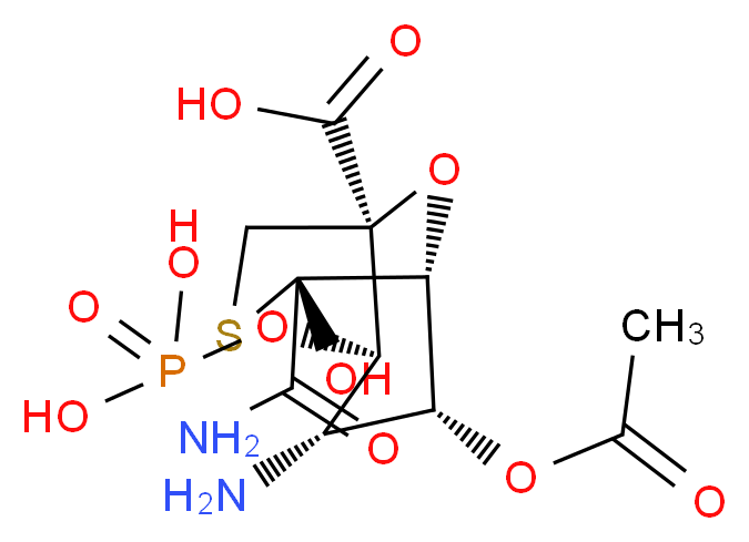 (1R,4R,5R,6R,7S,8R)-6-(acetyloxy)-7-amino-4-carbamoyl-4-hydroxy-8-(phosphonooxy)-9-oxa-3-thiabicyclo[3.3.1]nonane-1-carboxylic acid_分子结构_CAS_87913-21-1