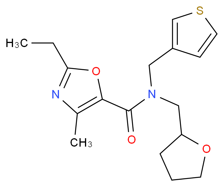 2-ethyl-4-methyl-N-(tetrahydrofuran-2-ylmethyl)-N-(3-thienylmethyl)-1,3-oxazole-5-carboxamide_分子结构_CAS_)