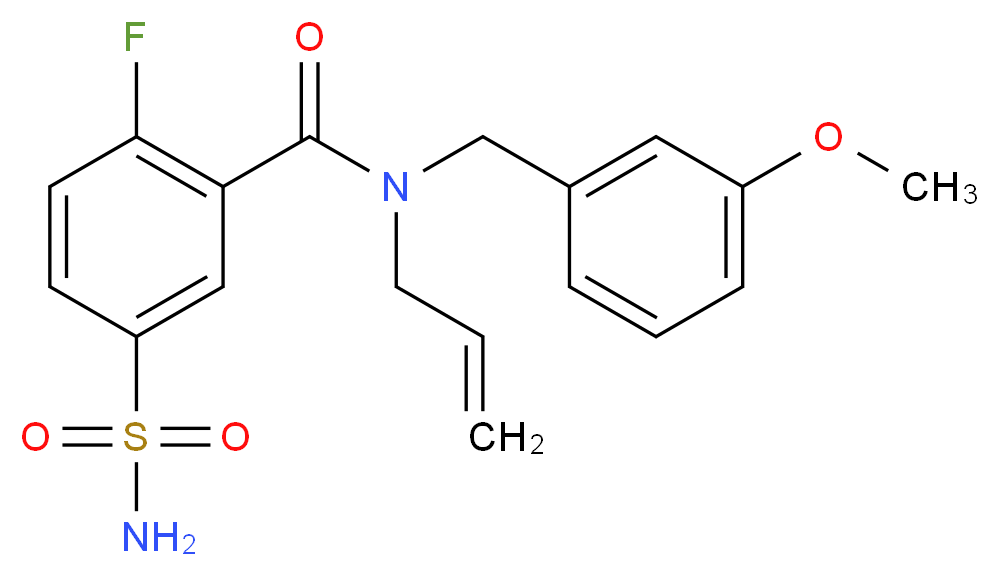 N-allyl-5-(aminosulfonyl)-2-fluoro-N-(3-methoxybenzyl)benzamide_分子结构_CAS_)