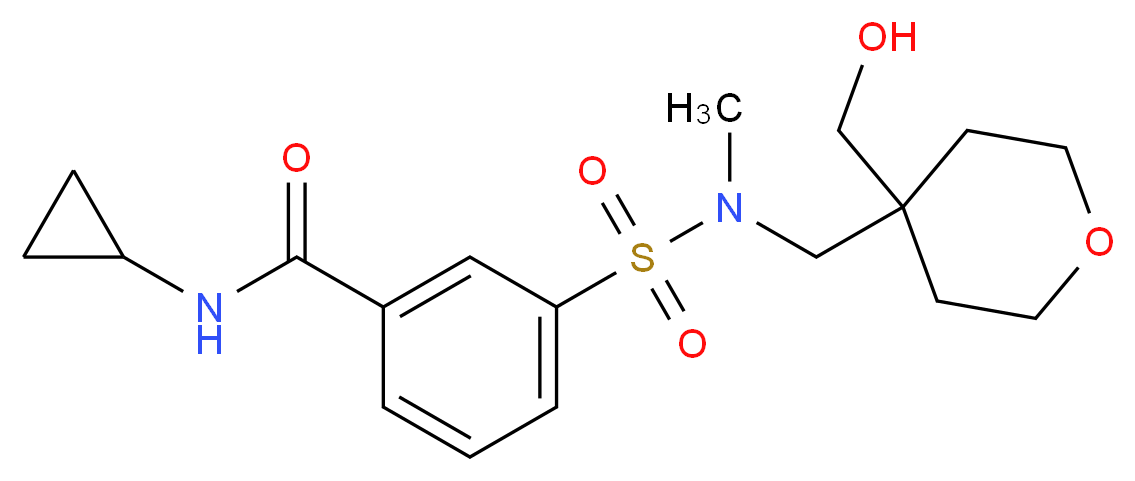 N-cyclopropyl-3-{[{[4-(hydroxymethyl)tetrahydro-2H-pyran-4-yl]methyl}(methyl)amino]sulfonyl}benzamide_分子结构_CAS_)