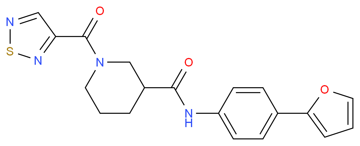 N-[4-(2-furyl)phenyl]-1-(1,2,5-thiadiazol-3-ylcarbonyl)-3-piperidinecarboxamide_分子结构_CAS_)