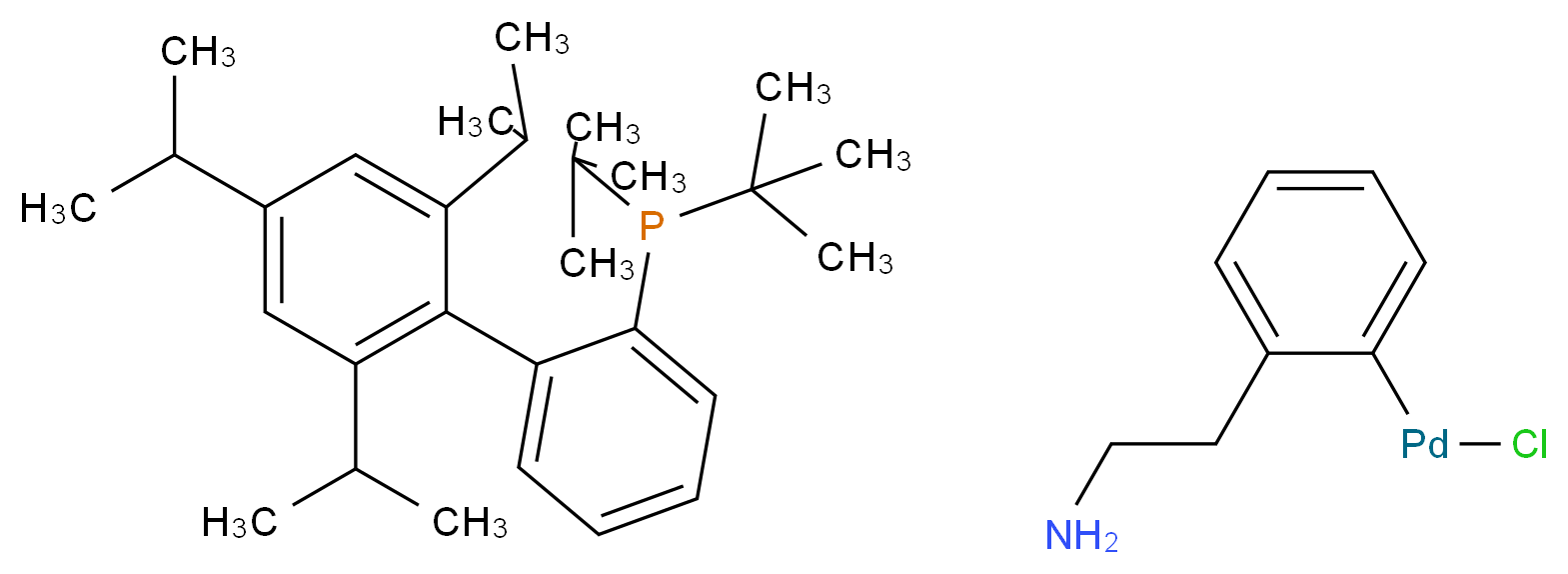 [2-(2-aminoethyl)phenyl](chloro)palladium; di-tert-butyl({2-[2,4,6-tris(propan-2-yl)phenyl]phenyl})phosphane_分子结构_CAS_1142811-12-8