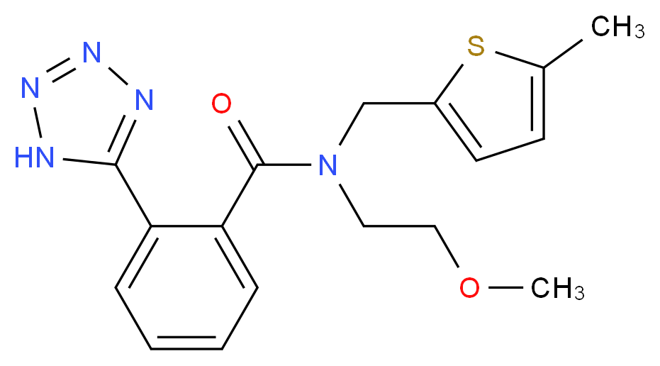N-(2-methoxyethyl)-N-[(5-methyl-2-thienyl)methyl]-2-(1H-tetrazol-5-yl)benzamide_分子结构_CAS_)
