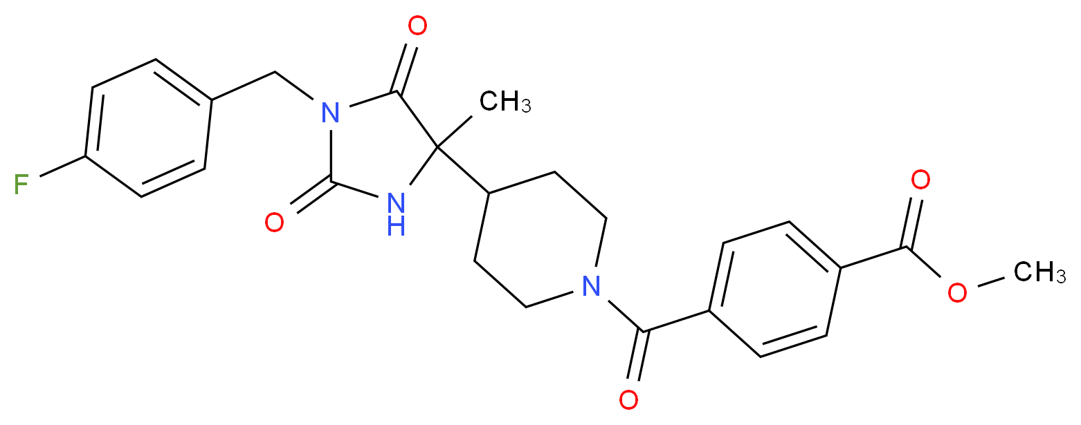 methyl 4-({4-[1-(4-fluorobenzyl)-4-methyl-2,5-dioxo-4-imidazolidinyl]-1-piperidinyl}carbonyl)benzoate_分子结构_CAS_)