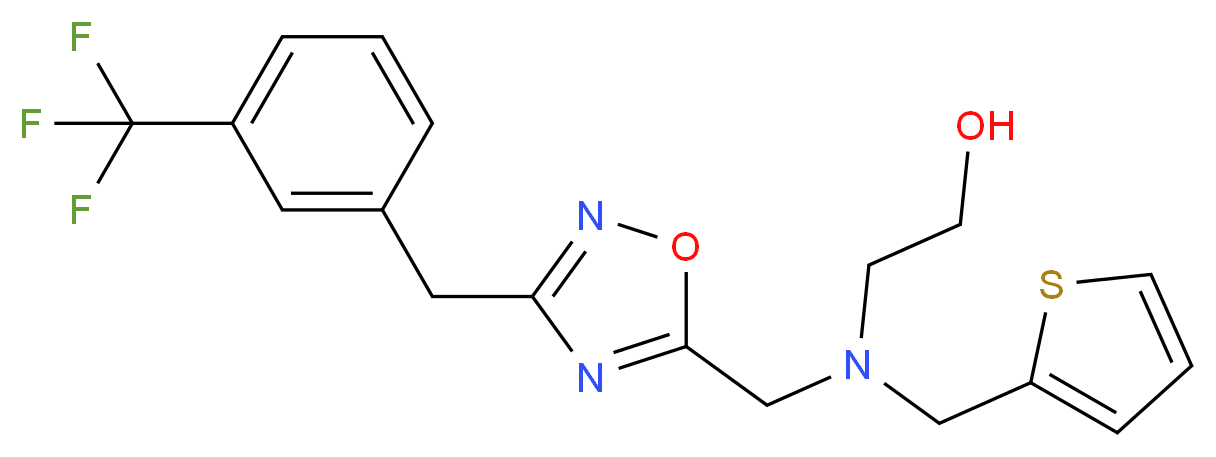 2-[(2-thienylmethyl)({3-[3-(trifluoromethyl)benzyl]-1,2,4-oxadiazol-5-yl}methyl)amino]ethanol_分子结构_CAS_)