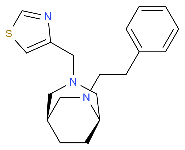 (1S*,5R*)-6-(2-phenylethyl)-3-(1,3-thiazol-4-ylmethyl)-3,6-diazabicyclo[3.2.2]nonane_分子结构_CAS_)