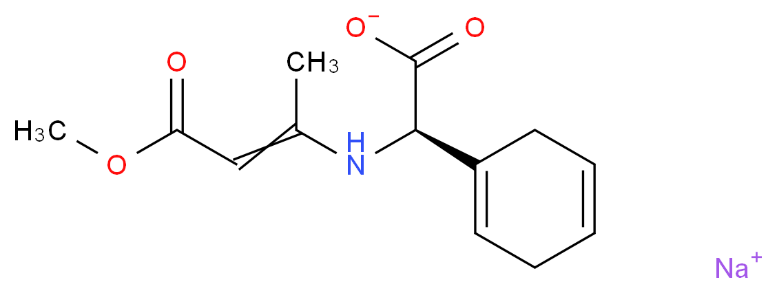 sodium (2R)-2-(cyclohexa-1,4-dien-1-yl)-2-[(4-methoxy-4-oxobut-2-en-2-yl)amino]acetate_分子结构_CAS_26774-89-0