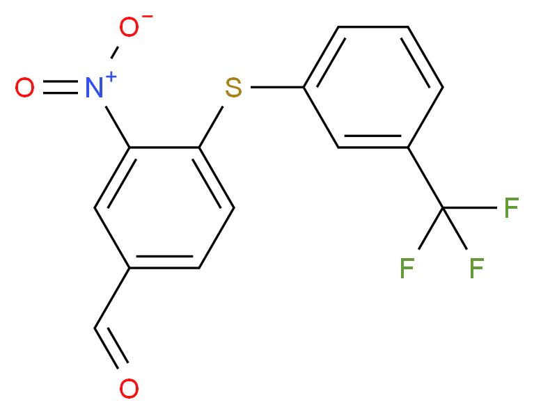 3-Nitro-4-{[3-(trifluoromethyl)phenyl]sulphanyl}benzaldehyde_分子结构_CAS_)