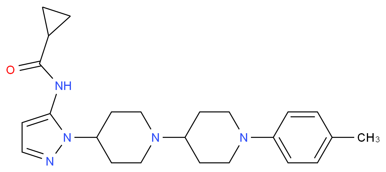 N-{1-[1'-(4-methylphenyl)-1,4'-bipiperidin-4-yl]-1H-pyrazol-5-yl}cyclopropanecarboxamide_分子结构_CAS_)