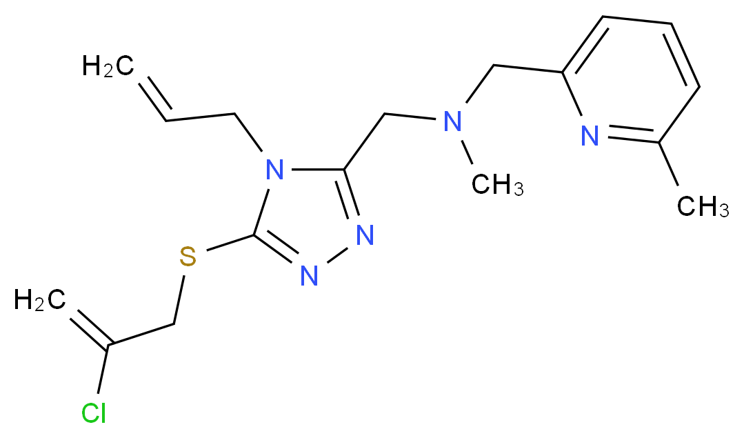 ({4-allyl-5-[(2-chloro-2-propen-1-yl)thio]-4H-1,2,4-triazol-3-yl}methyl)methyl[(6-methyl-2-pyridinyl)methyl]amine_分子结构_CAS_)