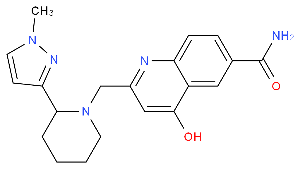 4-hydroxy-2-{[2-(1-methyl-1H-pyrazol-3-yl)piperidin-1-yl]methyl}quinoline-6-carboxamide_分子结构_CAS_)