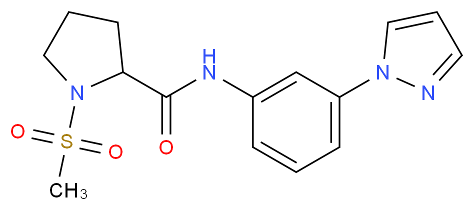 1-(methylsulfonyl)-N-[3-(1H-pyrazol-1-yl)phenyl]prolinamide_分子结构_CAS_)