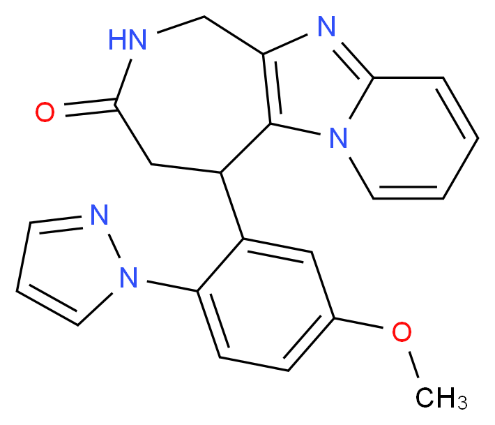 5-[5-methoxy-2-(1H-pyrazol-1-yl)phenyl]-1,2,4,5-tetrahydro-3H-pyrido[1',2':1,2]imidazo[4,5-c]azepin-3-one_分子结构_CAS_)