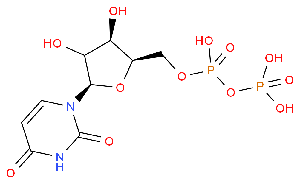 [({[(2R,3R,5R)-5-(2,4-dioxo-1,2,3,4-tetrahydropyrimidin-1-yl)-3,4-dihydroxyoxolan-2-yl]methoxy}(hydroxy)phosphoryl)oxy]phosphonic acid_分子结构_CAS_21931-53-3