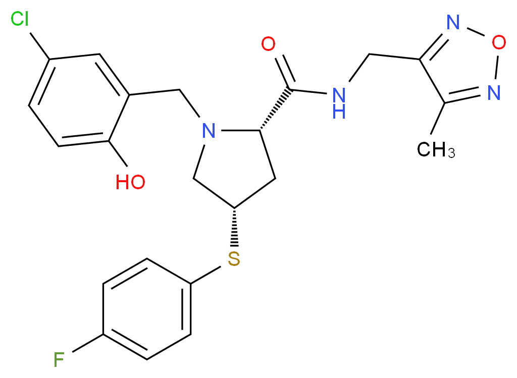 (4S)-1-(5-chloro-2-hydroxybenzyl)-4-[(4-fluorophenyl)thio]-N-[(4-methyl-1,2,5-oxadiazol-3-yl)methyl]-L-prolinamide_分子结构_CAS_)