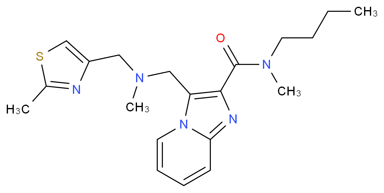 N-butyl-N-methyl-3-({methyl[(2-methyl-1,3-thiazol-4-yl)methyl]amino}methyl)imidazo[1,2-a]pyridine-2-carboxamide_分子结构_CAS_)