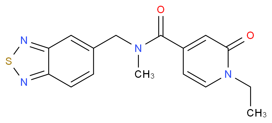 N-(2,1,3-benzothiadiazol-5-ylmethyl)-1-ethyl-N-methyl-2-oxo-1,2-dihydropyridine-4-carboxamide_分子结构_CAS_)