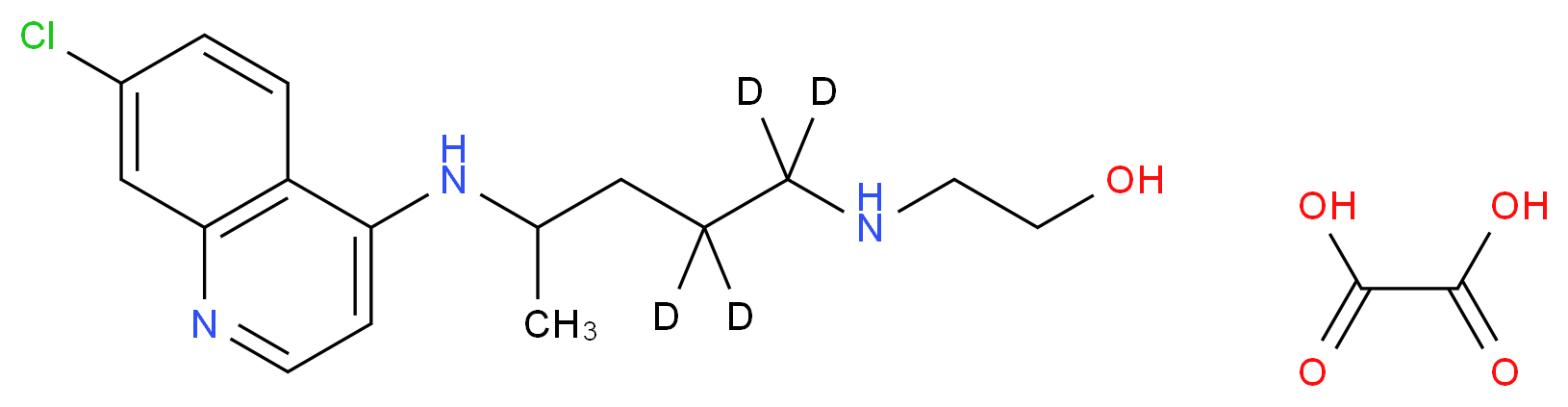 2-({4-[(7-chloroquinolin-4-yl)amino](1,1,2,2-<sup>2</sup>H<sub>4</sub>)pentyl}amino)ethan-1-ol; oxalic acid_分子结构_CAS_1216461-57-2