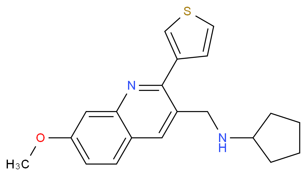 N-{[7-methoxy-2-(3-thienyl)-3-quinolinyl]methyl}cyclopentanamine_分子结构_CAS_)