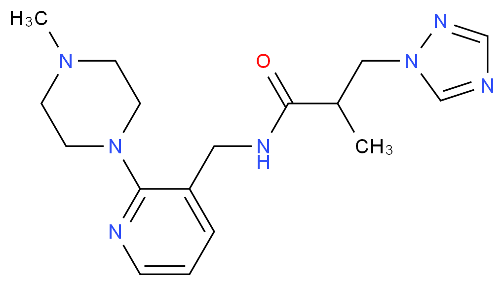 2-methyl-N-{[2-(4-methylpiperazin-1-yl)pyridin-3-yl]methyl}-3-(1H-1,2,4-triazol-1-yl)propanamide_分子结构_CAS_)