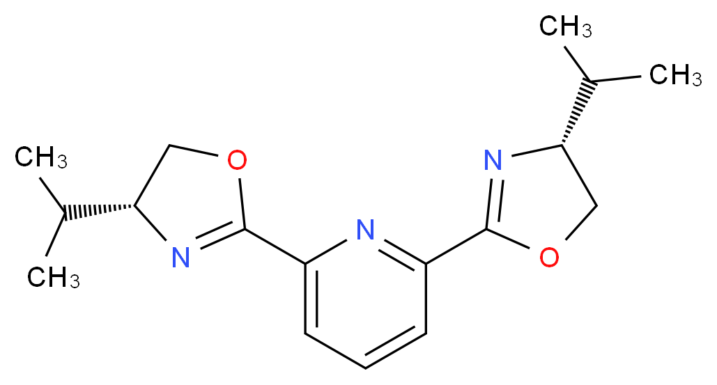 2,6-Bis((R)-4-isopropyl-4,5-dihydrooxazol-2-yl)-pyridine_分子结构_CAS_131864-67-0)