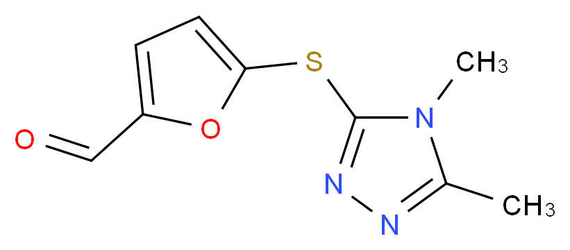 5-[(dimethyl-4H-1,2,4-triazol-3-yl)sulfanyl]furan-2-carbaldehyde_分子结构_CAS_728035-62-9