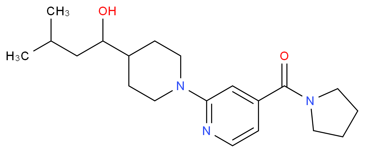 3-methyl-1-{1-[4-(1-pyrrolidinylcarbonyl)-2-pyridinyl]-4-piperidinyl}-1-butanol_分子结构_CAS_)