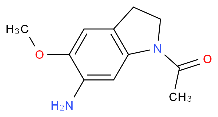 1-(6-amino-5-methoxy-2,3-dihydro-1H-indol-1-yl)ethan-1-one_分子结构_CAS_23772-41-0