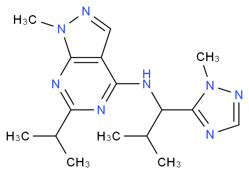 6-isopropyl-1-methyl-N-[2-methyl-1-(1-methyl-1H-1,2,4-triazol-5-yl)propyl]-1H-pyrazolo[3,4-d]pyrimidin-4-amine_分子结构_CAS_)