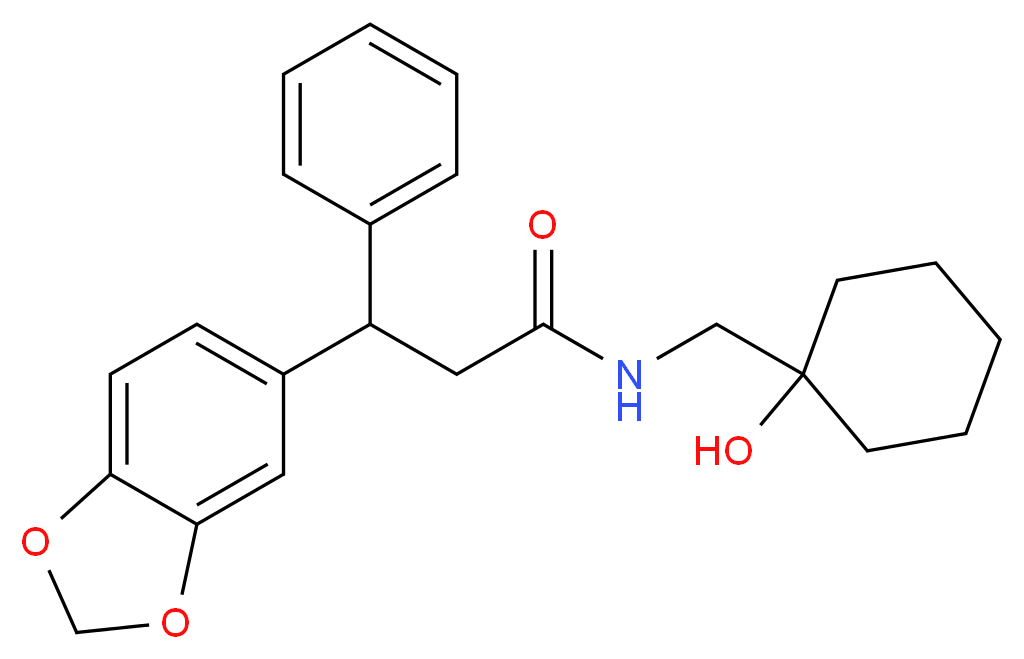 3-(1,3-benzodioxol-5-yl)-N-[(1-hydroxycyclohexyl)methyl]-3-phenylpropanamide_分子结构_CAS_)