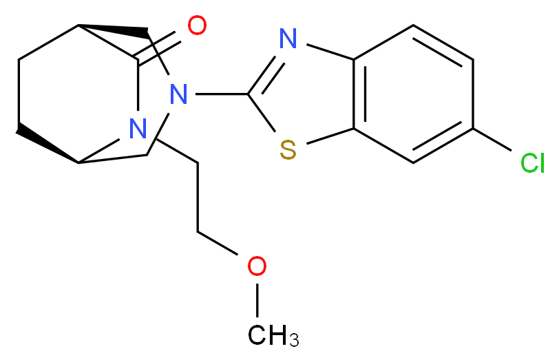 (1S*,5R*)-3-(6-chloro-1,3-benzothiazol-2-yl)-6-(2-methoxyethyl)-3,6-diazabicyclo[3.2.2]nonan-7-one_分子结构_CAS_)