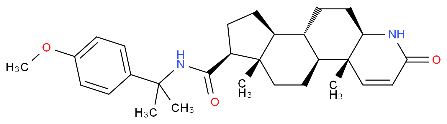 (1S,2R,7R,10S,11S,14S,15S)-N-[2-(4-methoxyphenyl)propan-2-yl]-2,15-dimethyl-5-oxo-6-azatetracyclo[8.7.0.0<sup>2</sup>,<sup>7</sup>.0<sup>1</sup><sup>1</sup>,<sup>1</sup><sup>5</sup>]heptadec-3-ene-14-carboxamide_分子结构_CAS_142139-60-4