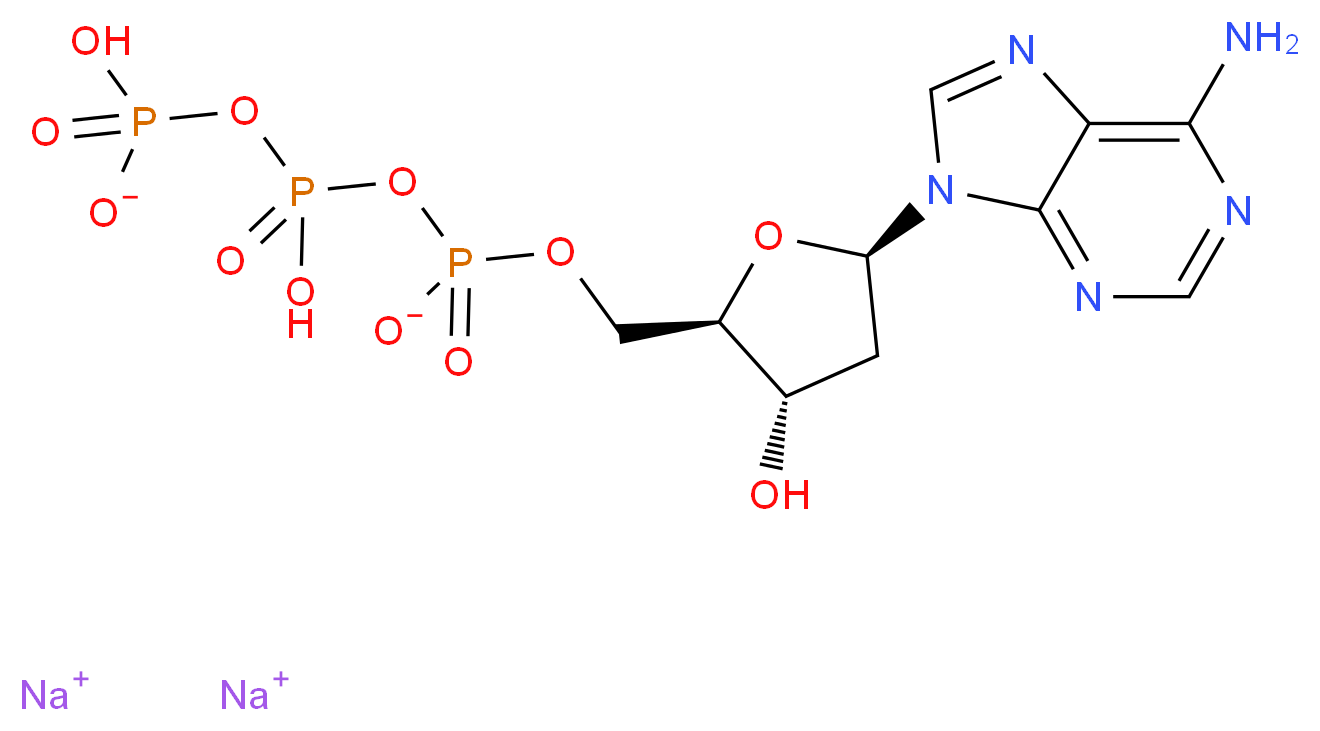 disodium (2R,3S,5R)-5-(6-amino-9H-purin-9-yl)-2-({[(hydrogen phosphonatooxy)(hydroxy)phosphoryl phosphonato]oxy}methyl)oxolan-3-ol_分子结构_CAS_74299-50-6