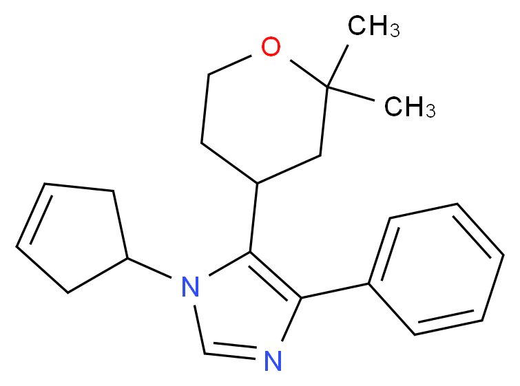 1-cyclopent-3-en-1-yl-5-(2,2-dimethyltetrahydro-2H-pyran-4-yl)-4-phenyl-1H-imidazole_分子结构_CAS_)
