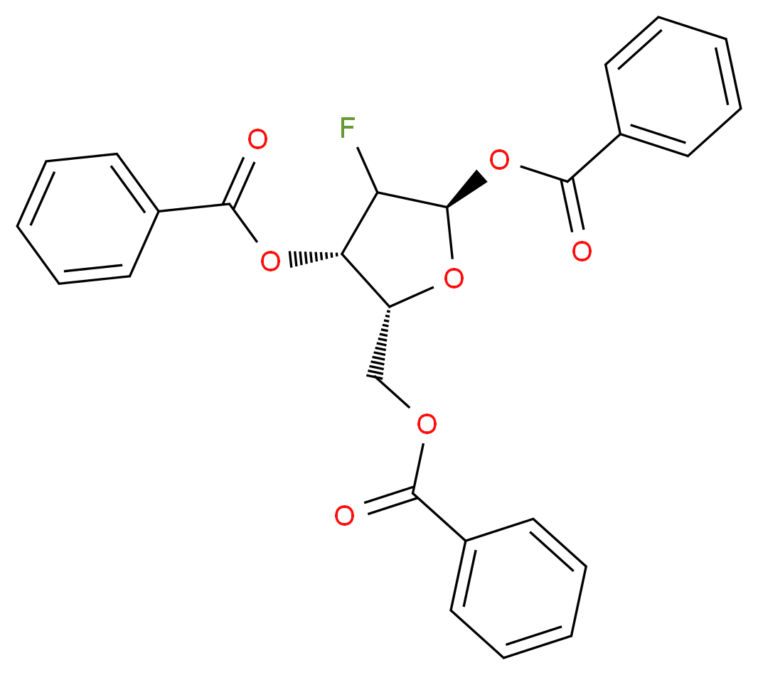 2-Deoxy-2-fluoro-1,3,5-tri-O-benzoyl-α-D-arabinofuranose_分子结构_CAS_97614-43-2)