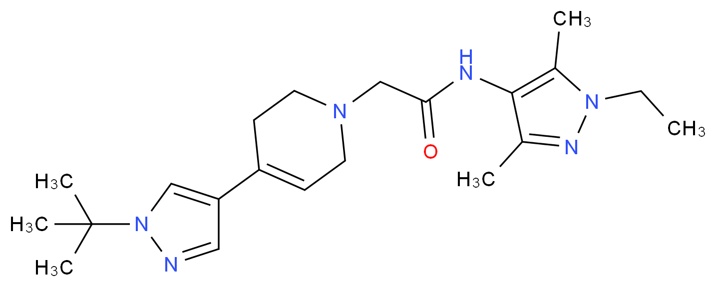 2-[4-(1-tert-butyl-1H-pyrazol-4-yl)-3,6-dihydropyridin-1(2H)-yl]-N-(1-ethyl-3,5-dimethyl-1H-pyrazol-4-yl)acetamide_分子结构_CAS_)