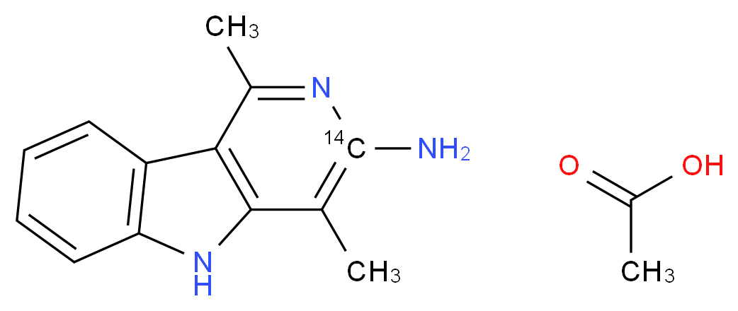 1,4-dimethyl(3-<sup>1</sup><sup>4</sup>C)-5H-pyrido[4,3-b]indol-3-amine; acetic acid_分子结构_CAS_210049-08-4