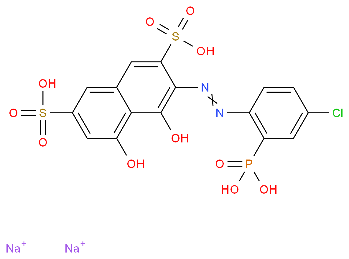 disodium 3-[2-(4-chloro-2-phosphonophenyl)diazen-1-yl]-4,5-dihydroxynaphthalene-2,7-disulfonic acid_分子结构_CAS_85561-96-2