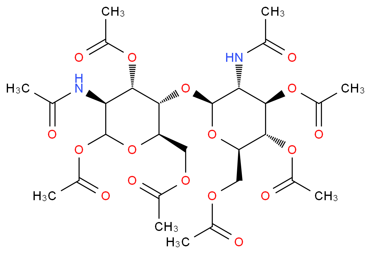 [(2R,3S,4S,5S)-4,6-bis(acetyloxy)-3-{[(2S,3R,4R,5S,6R)-4,5-bis(acetyloxy)-6-[(acetyloxy)methyl]-3-acetamidooxan-2-yl]oxy}-5-acetamidooxan-2-yl]methyl acetate_分子结构_CAS_7284-18-6