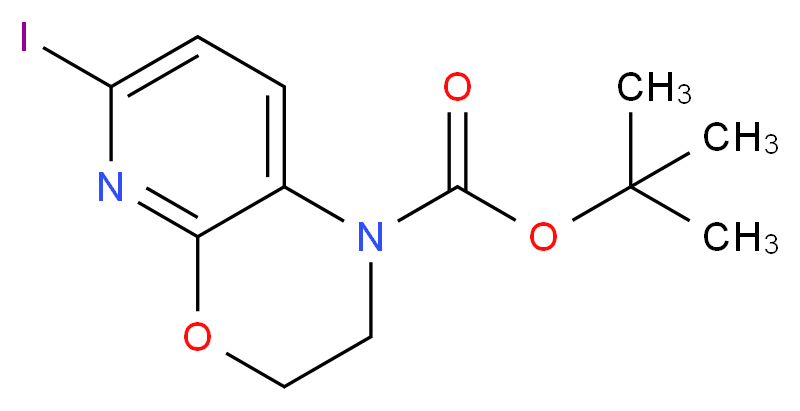 tert-Butyl 6-iodo-2,3-dihydro-1H-pyrido-[2,3-b][1,4]oxazine-1-carboxylate_分子结构_CAS_)