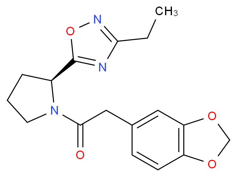 5-[(2S)-1-(1,3-benzodioxol-5-ylacetyl)pyrrolidin-2-yl]-3-ethyl-1,2,4-oxadiazole_分子结构_CAS_)